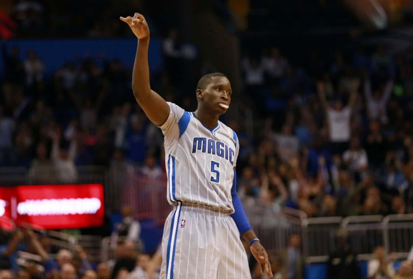 Orlando Magic Victor Oladipo (#5) Gray Home Pinstripe Adidas Authentic NBA Full Sleeve Jersey